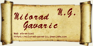 Milorad Gavarić vizit kartica